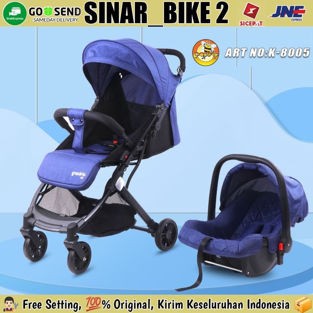 Baby Stroller &amp; Baby Carrier Pacific K-8005 3 Posisi Duduk Rebah &amp; Tidur