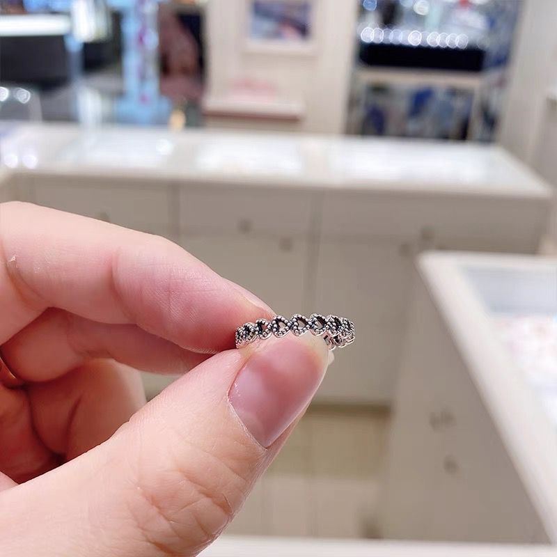 Pandora Cincin 925 Silver Bentuk Hati Dengan Kotak Untuk Wanita