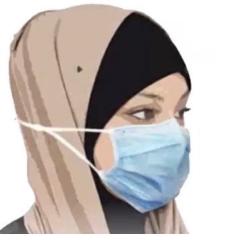 MASKER MEDIS HIJAB/NON HIJAB /DUCKBIL HITAM /PUTIH