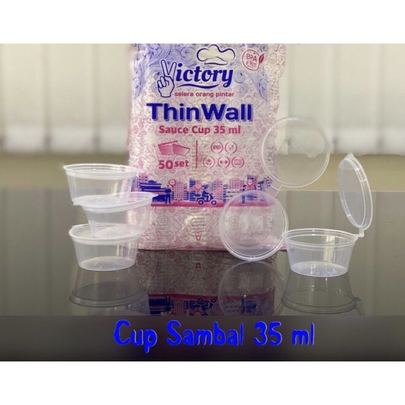 THINWALL SAUCE CUP 35 ml - isi 50 pcs / cup sambal / cup saos / sauce cup victory / Tempat saos