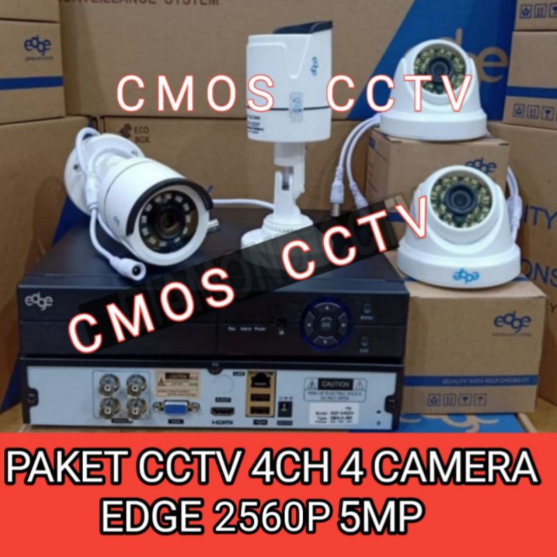 PAKET CCTV EDGE 5MP 4CHANNEL 4CAMERA FULL HD 2560P KOMPLIT+HDD 2 TB