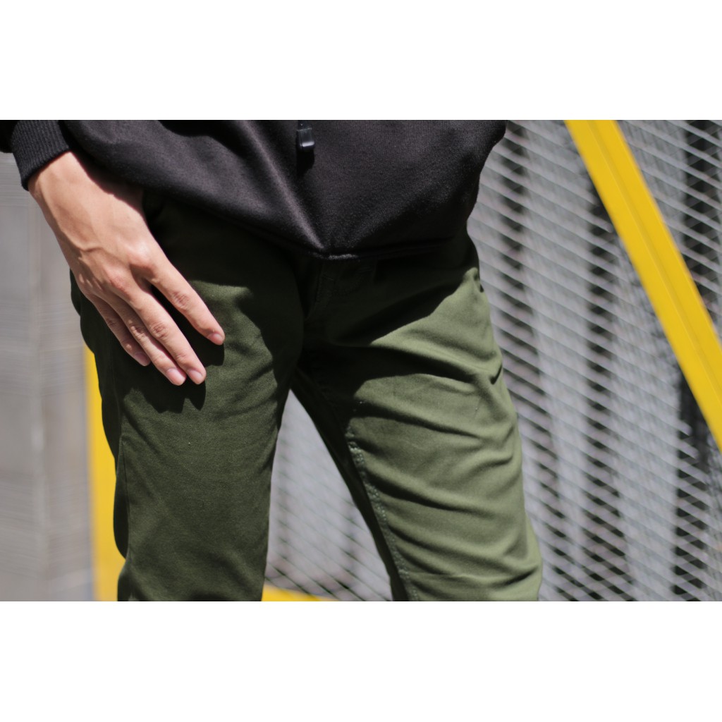 Celana Chino Panjang Realpick Poto Bahan Cattun Combet Daimend Warna Hijaw Army