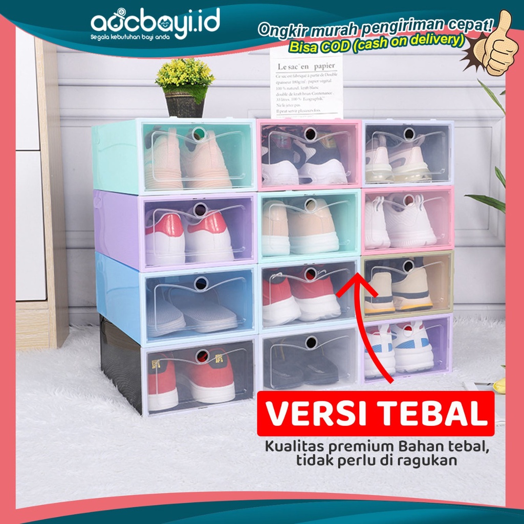 ☀ACCBAYI☀ KS01 Kotak Sepatu Premium Transparan Tebal Serbaguna Shoe Box Tempat Penyimpanan Sandal