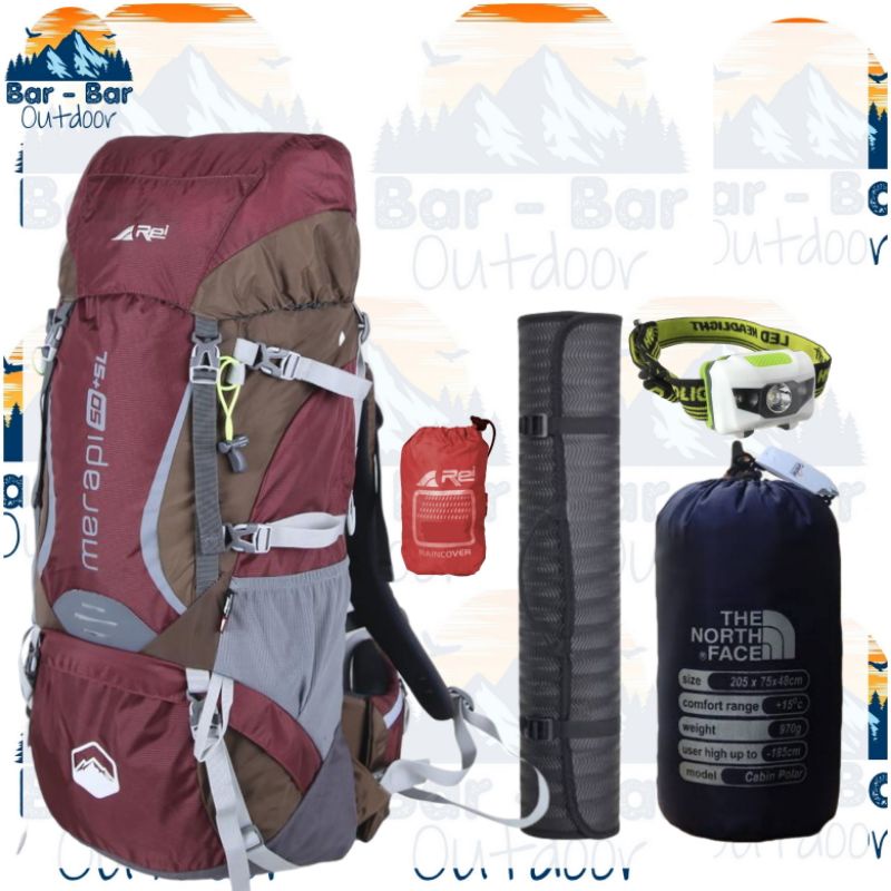 Paket Perlengkapan Mendaki Tas Gunung Outdoor Carrier Arei Rei Merapi 50+5L