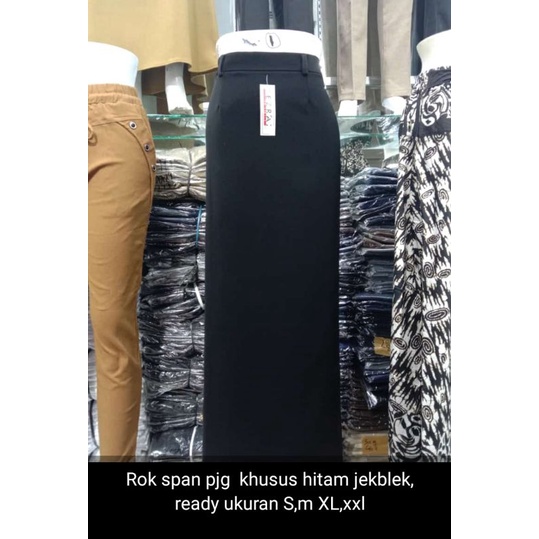 Rok span panjang karet samping rempel belang khusus hitam jekblek
