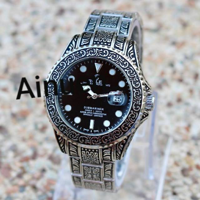 Original Jam tangan Rolex batik silver Premium Kekinian