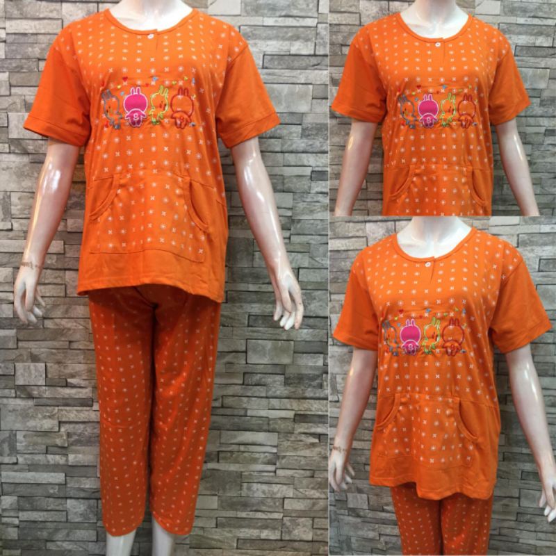 CP SIELIE WARNA | BAJU TIDUR DEWASA| PIYAMA | COD-6044 Orange
