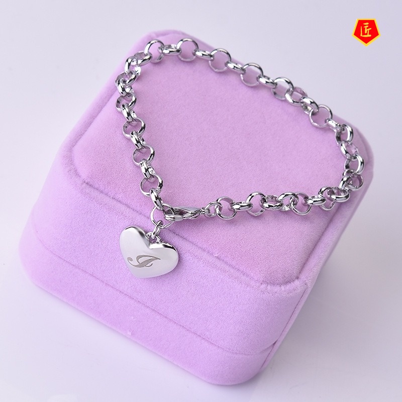 [Ready Stock]New Creative Heart-Shaped 26 Alphabet Bracelet