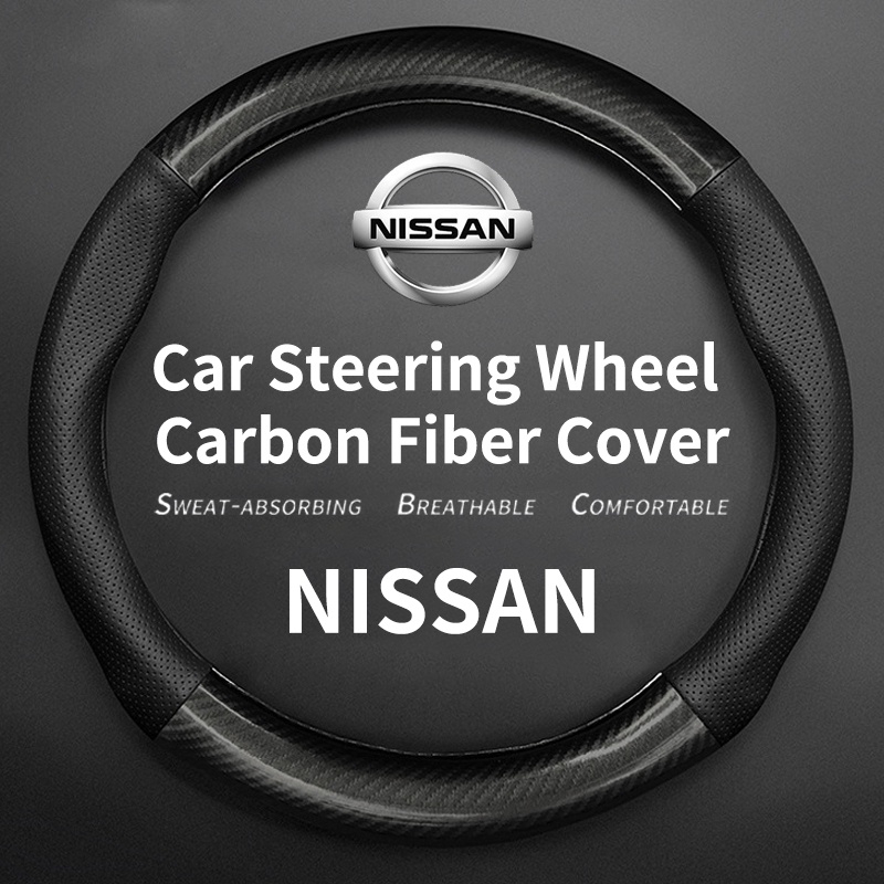 Nissan Cover Setir Mobil Bahan Karbon Fiber Breathable Untuk March Juke Terrano Gtr Livina Skyline Serena