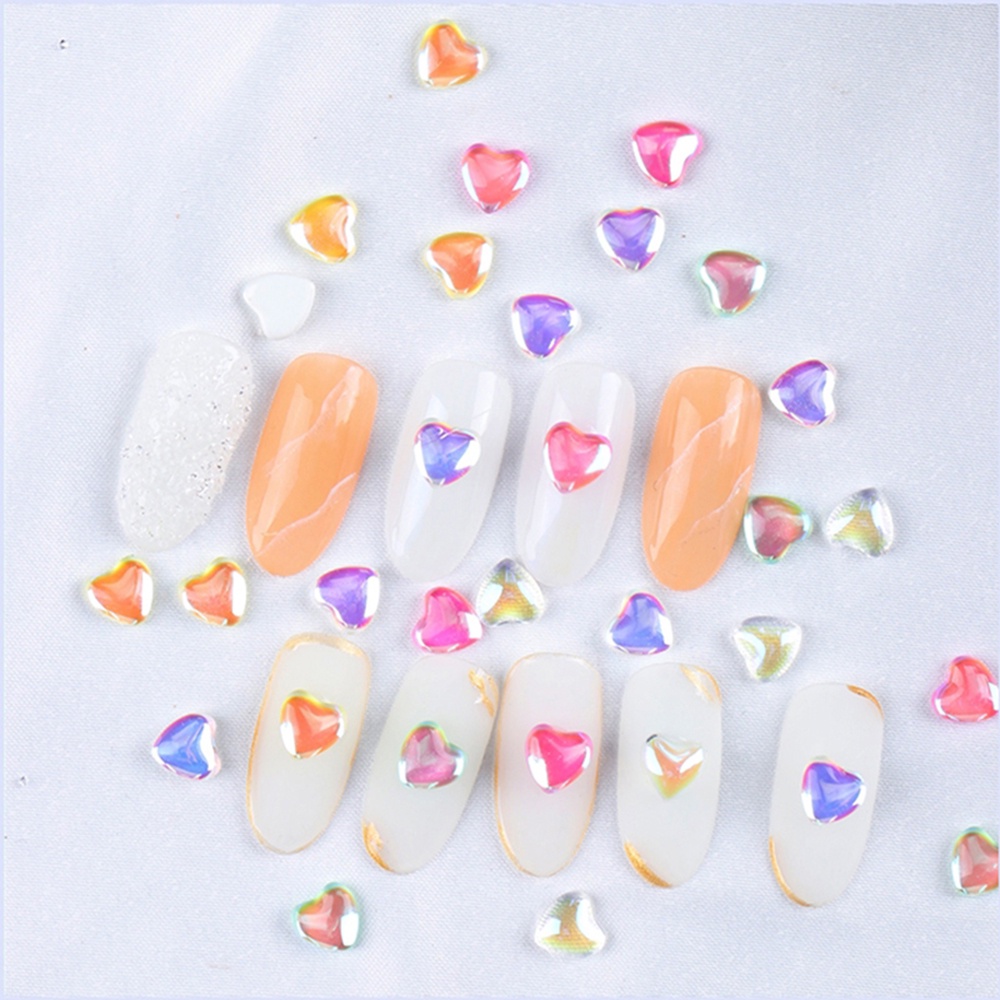 MXBEAUTY 10pcs/lot 3D Nail Art Rhinestones Peach Heart DIY Ornaments Heart-ShapedJewelry Charms Flat Diamond Manicure Accessories Fashion Glass Nail Art Decoration