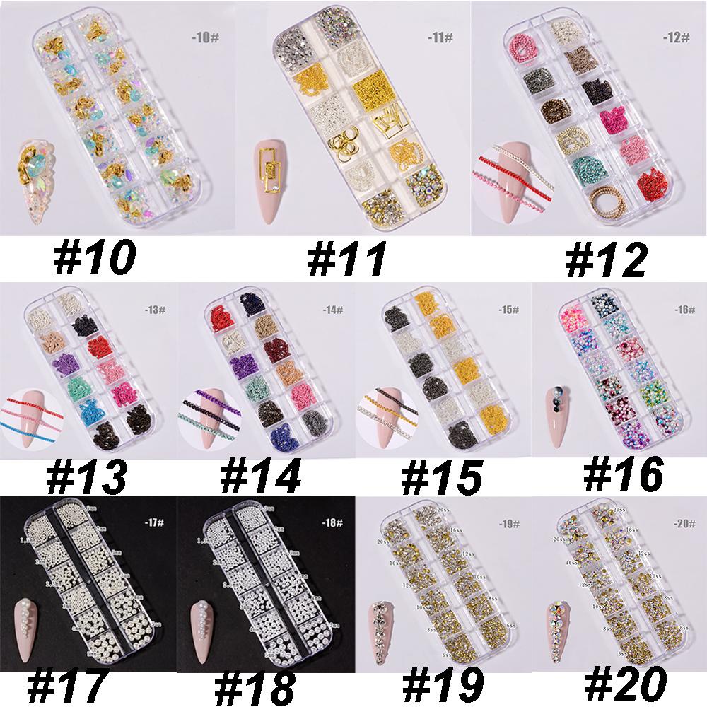 AUGUSTINA Agustina DIY Dekorasi Nail Art 12kisi Symphony Pearl Colorful Sparkly Shaped Rivets Shiny Nail Rhinestones