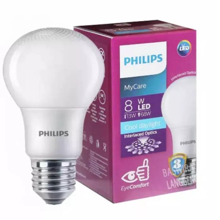 GROSIR Lampu Led 8 watt philips blub /Bohlam biasa  PHILIPS MY CARE 8 watt