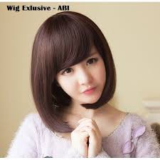 Wig bob sebahu poni ke depan /poni ke samping