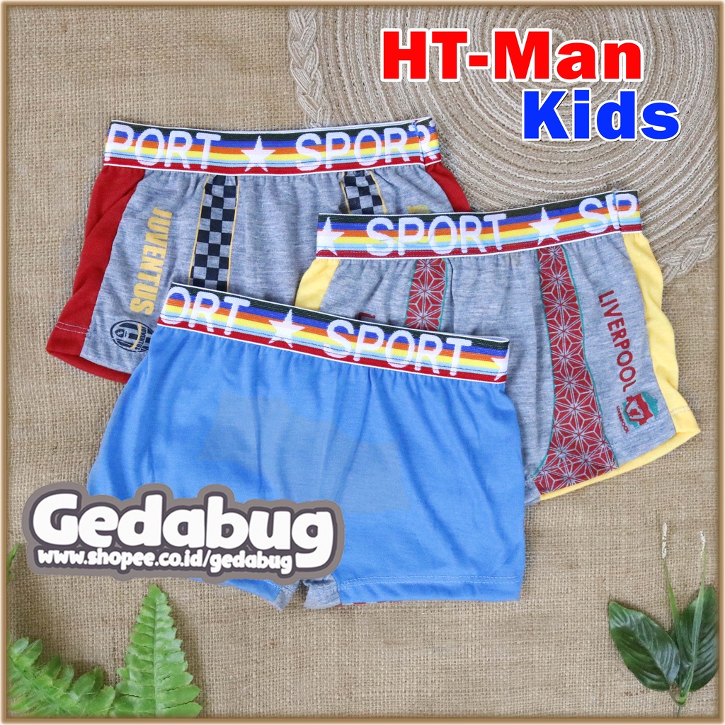 ( 6 Pcs ) CD Boxer Anak HT - Man Kids Sport 0239 | Motif Cowo Club Bola | Murah Berkualitas