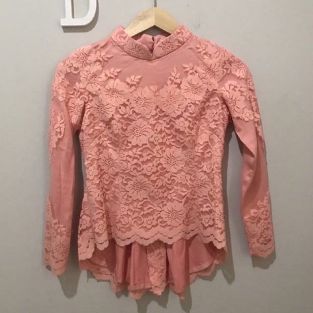 Baju Kebaya Brukat Seragam Keluarga Ibu dan Anak / Bridesmaid / Pink Salmon