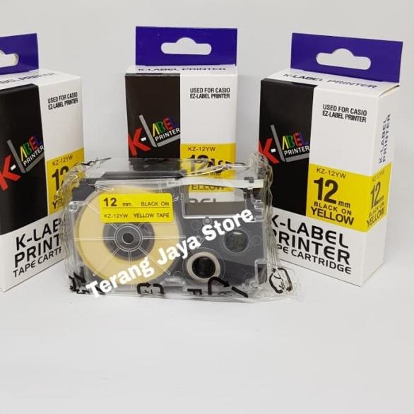 

♀ Tape Label Casio Black Ink Yellow KZ-12YW K-Label Casio 12mm (Kuning) ⅎ