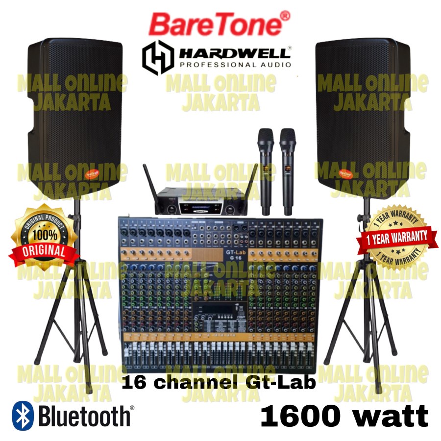 Paket speaker aktif baretone 15 inch max 15h 16 channel sound system