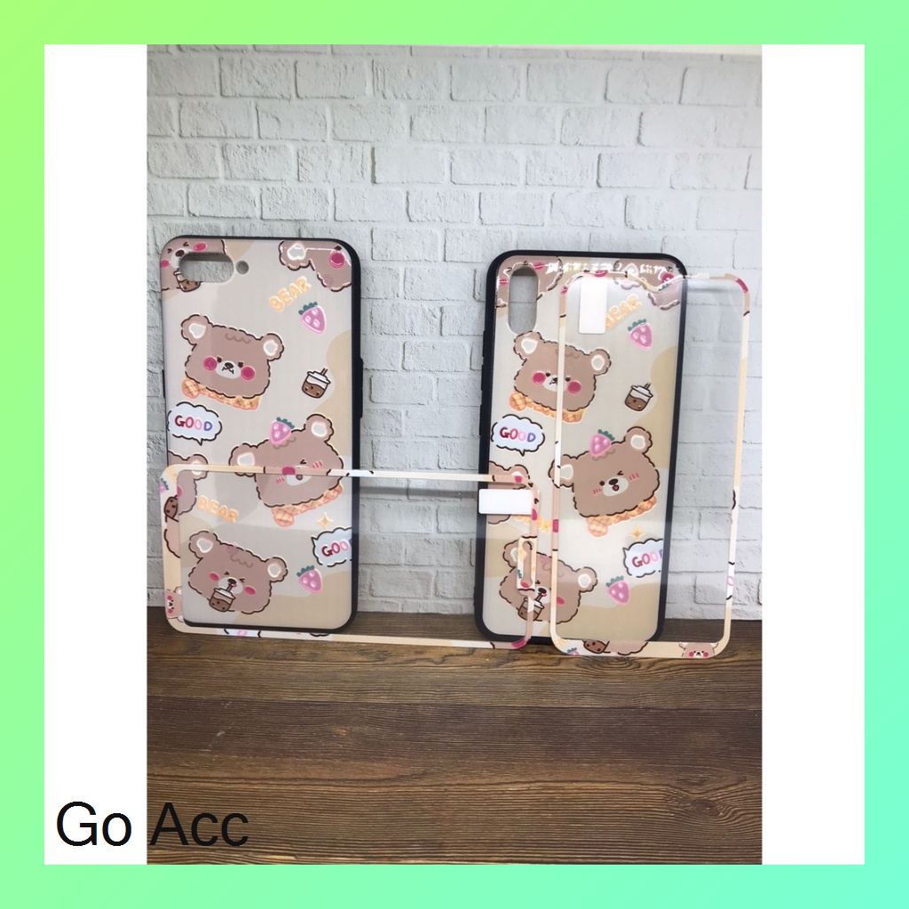 Softcase Tempered Glass karakter Oppo A1k,Realme C2,A31 5,A33,A53,A37 Neo 9,A3s,C1,A52 A72 A92,V5,A5s,A7,A12,A11k,2 Pro,U1,U2,5i 5s C3,7i,C17,C12,C15,Samsung J2 Prime,Vivo Y11 Y12 Y15 Y17 Y20 Y20s Y12s Y30 Y50 Y91 Y91C,Xiaomi Redmi 5A,8A,9,9C HCTG 10/17