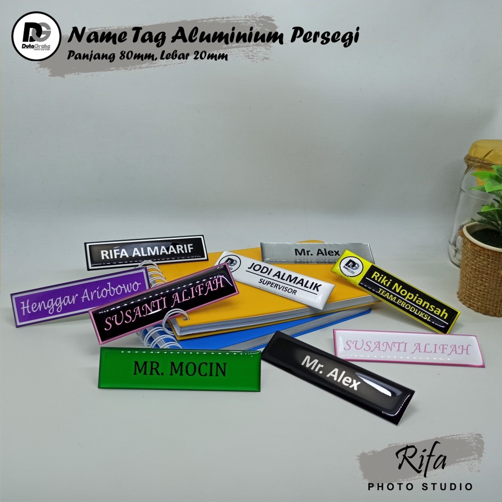 

[CUSTOM] NAMETAG ALUMINIUM PERSEGI RESIN Pin Bros Aksesoris Souvenir NAMA