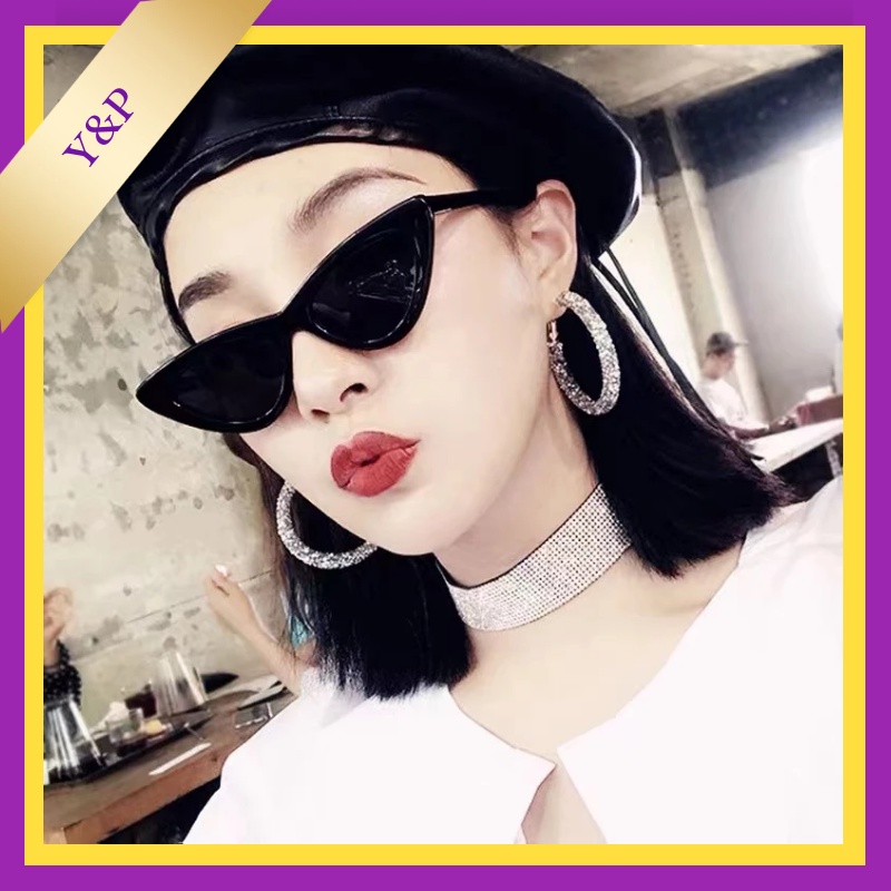 Y&amp;P Kacamata Hitam Korean Segitiga Wanita Style Triangle Vintage Cat Eye Sunglasses