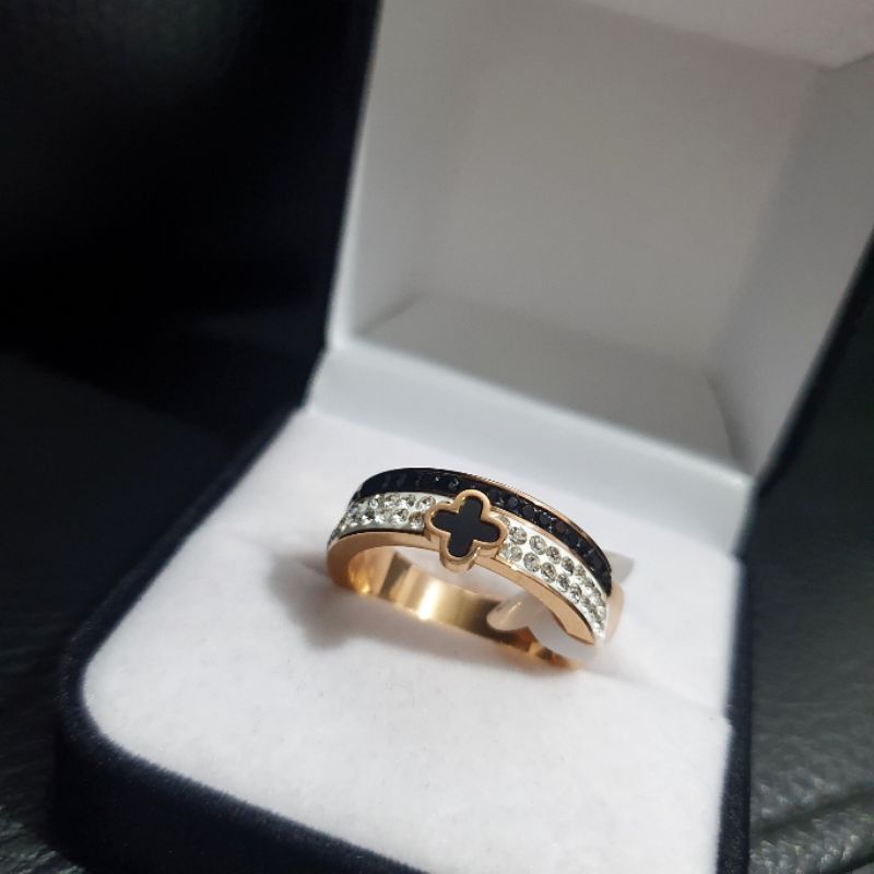 Cincin Titanium Asli Rosegold Mata Kilau Premium Quality Anti karat anti alergi Ring Stainless steel 7919