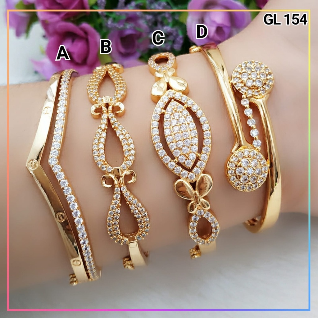 Gelang xuping gelang dewasa bangle permata bunga krawang lapis emas gold GL 154