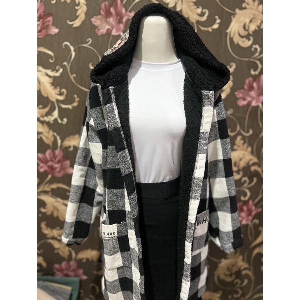 COAT WOLL MOTIF KOTAK KOTAK KOREA IMPORT