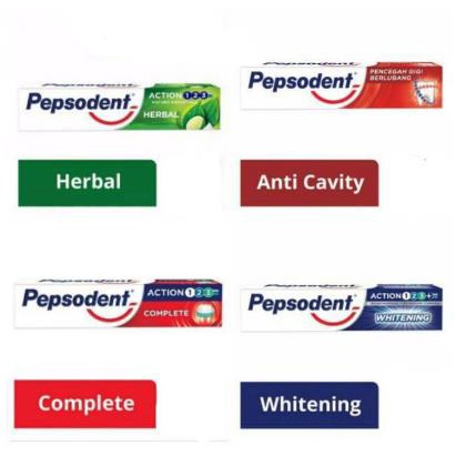 ^ KYRA ^ PEPSODENT Pasta Gigi White Pencegah Gigi Berlubang Toothpaste Herbal Action 123  - Netto 75 gr