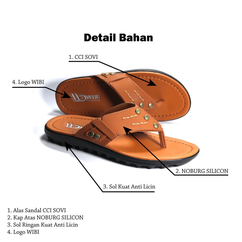 AFLAH X WIBI Sandal Pria Japit Kulit Motif Sabuk Coklat Tua Coklat Muda Hitam S06