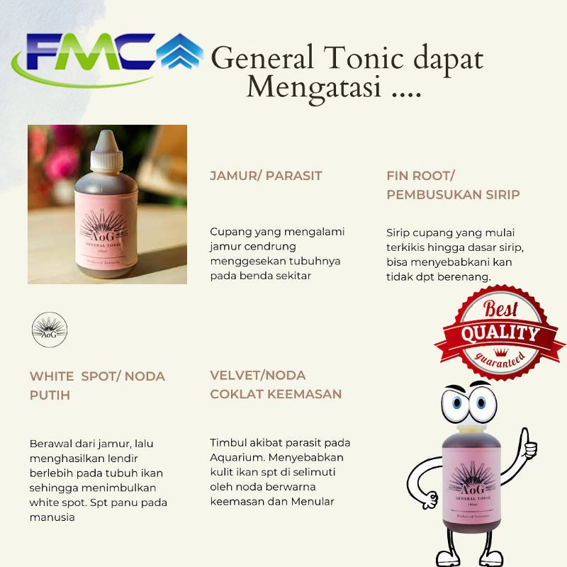 AOG General Tonic Original Safe Ori Obat Ikan Vitamin Grooming Cupang Guppy Arwana Chana Discus Louhan dan lain lain