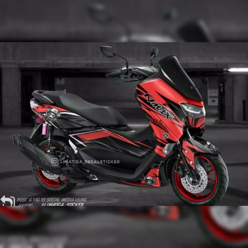 Stiker Decak New Nmax corak tengkorak Merah /Hitam