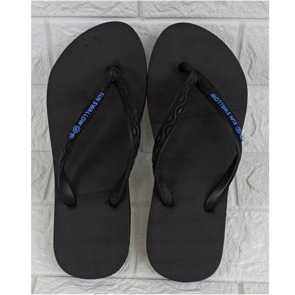 SATUAN Sandal Jepit Sun Swallow Hitam / Full Black 9, 9.5, 10.5, 11 dan 12-10,5 Ladies Black