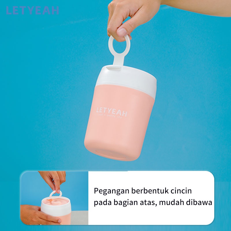 letyeah Cangkir sup kapasitas besar Anti Tumpah Portable sop cup 500ml/Free Sendok