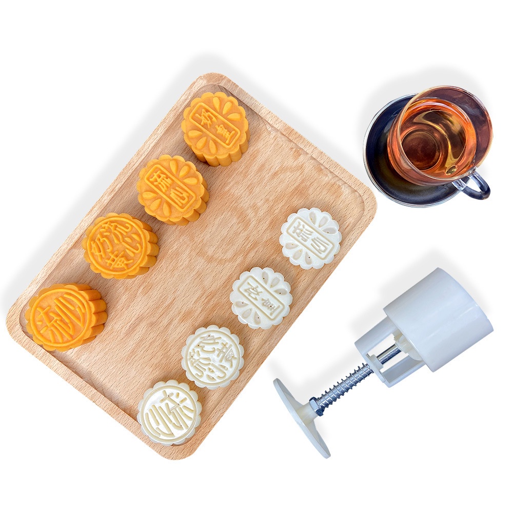 1 Set Cetakan Kue Bulan Bentuk Bulat Model Tekan Tangan Untuk Aksesoris Dapur