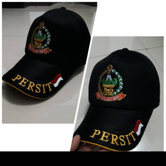 TOPI PERSIT HITAM LIST KUNING