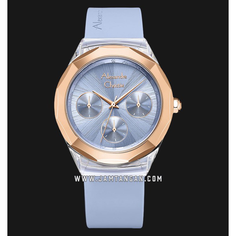 Alexandre Christie AC 2808 BF RRGLB Ladies Light Blue Dial Light Blue Rubber Strap