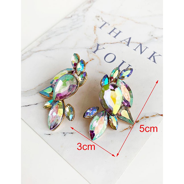 LRC Anting Tusuk Fashion Ab Color Alloy Studded Geometric Earrings F81883