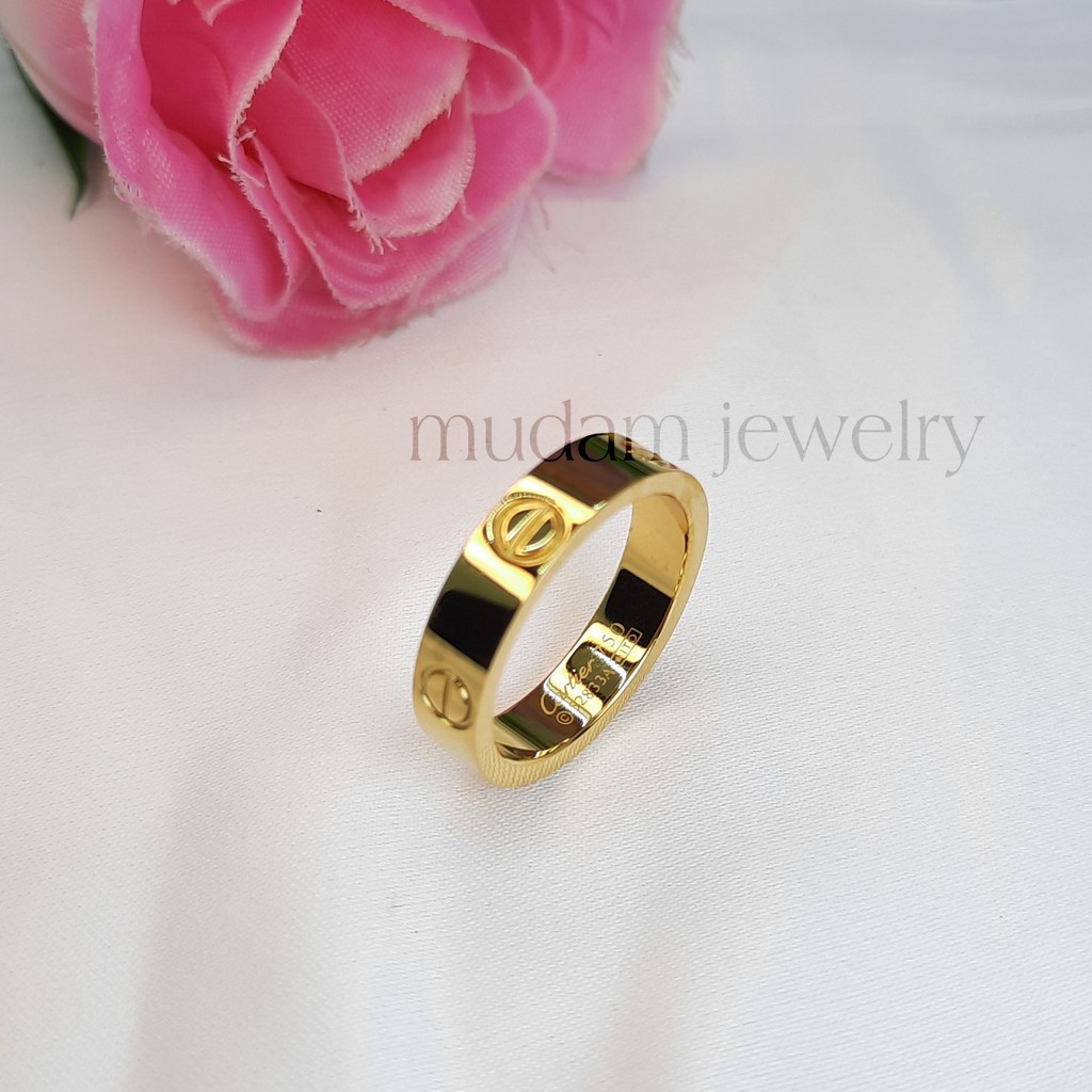 Cincin Unisex Titanium Ctr Polos ( Tampak Diamonds ) Tersedia Warna Rosegold, Gold dan Silver