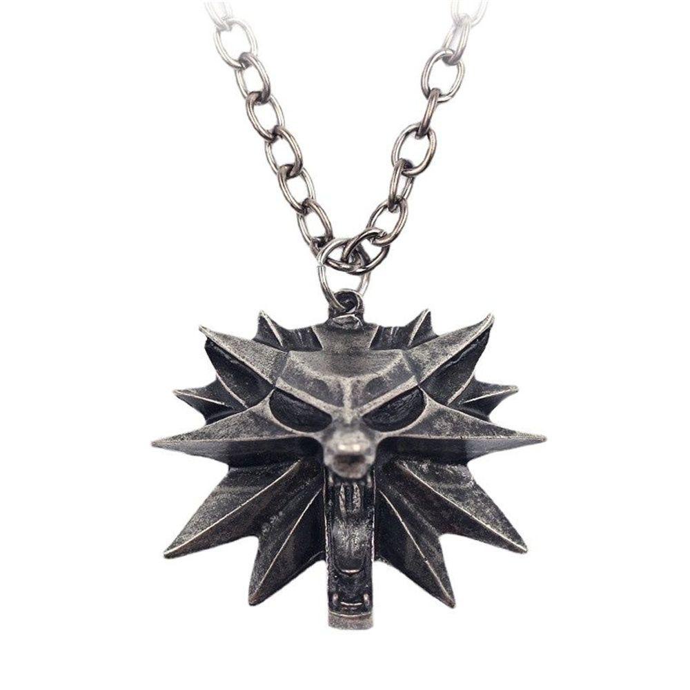 Lily Serigala Kepala Kalung Hadiah Fashion Rantai Kaitan Logam Liontin Gothic Hip Hop Cosplay