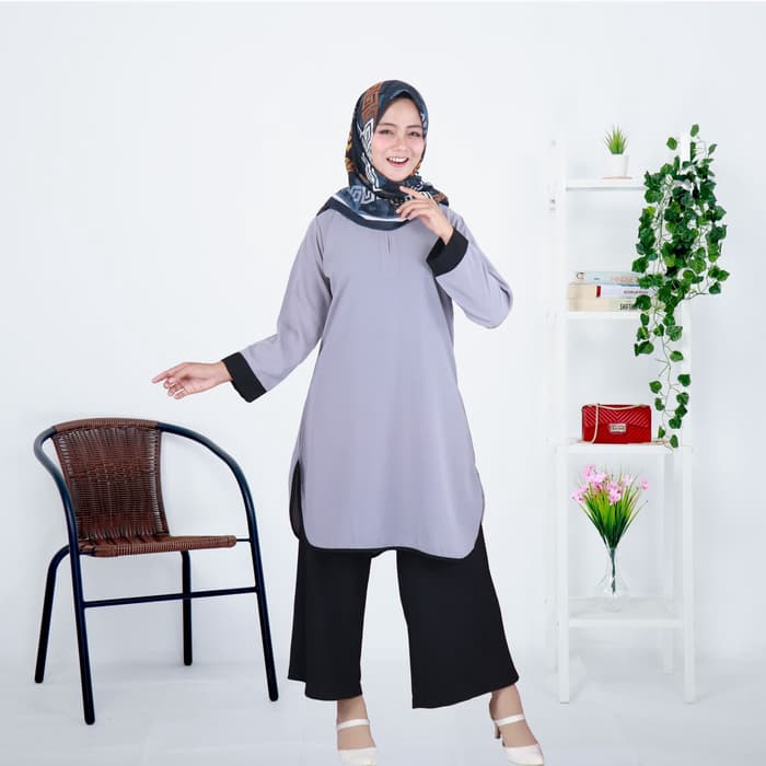 Atasan Wanita Zyan Tunik - Grey
