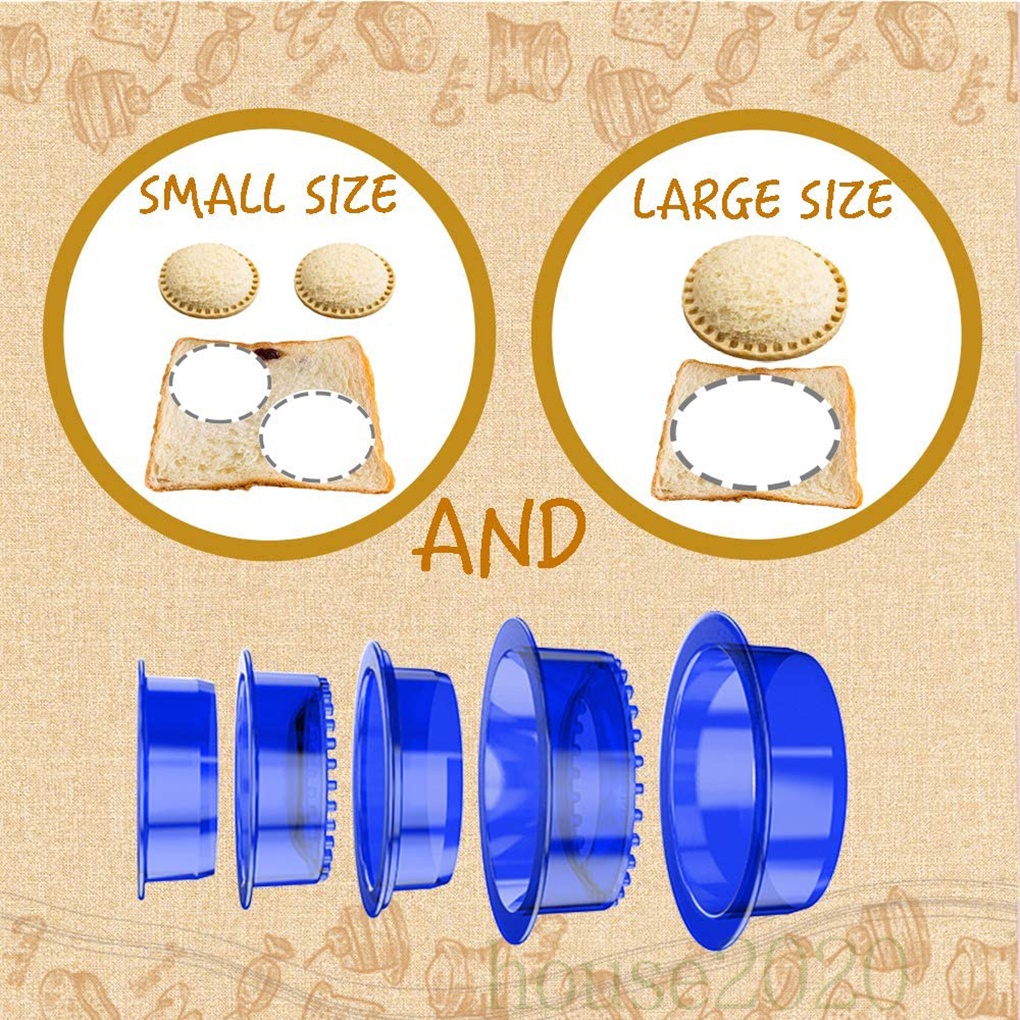 [HOUSE2020]5pcs/set Sandwich Sealers DIY Round Bread Maker Molds Plastic Lunchbox Kitchen Baking Moulds