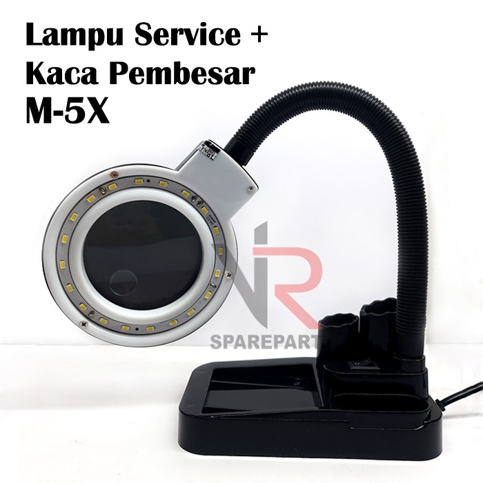 LAMPU SERVICE + KACA PEMBESAR ONGLAI  M-5X SUPER TERANG TOOLS SERVICE + EXTRA PACKINGAN