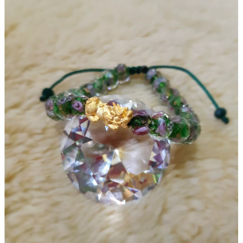 Gelang kristal import naga pixiu jilin emas hongkong HK 24 karat 999 original kado
