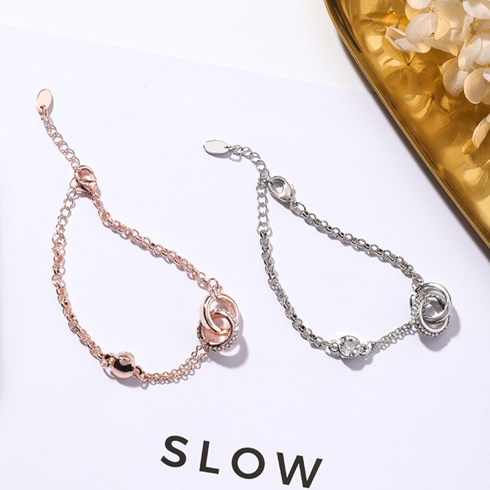 【COD Tangding】Double Circle Round Bracelet Korea Fashion Style Jewellery Accessory