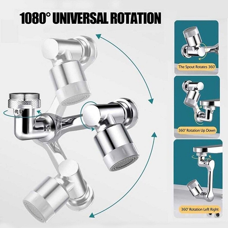 Universal 1080' Rotasi Keran Extender Semprotan Kepala Kran Air Wastafel