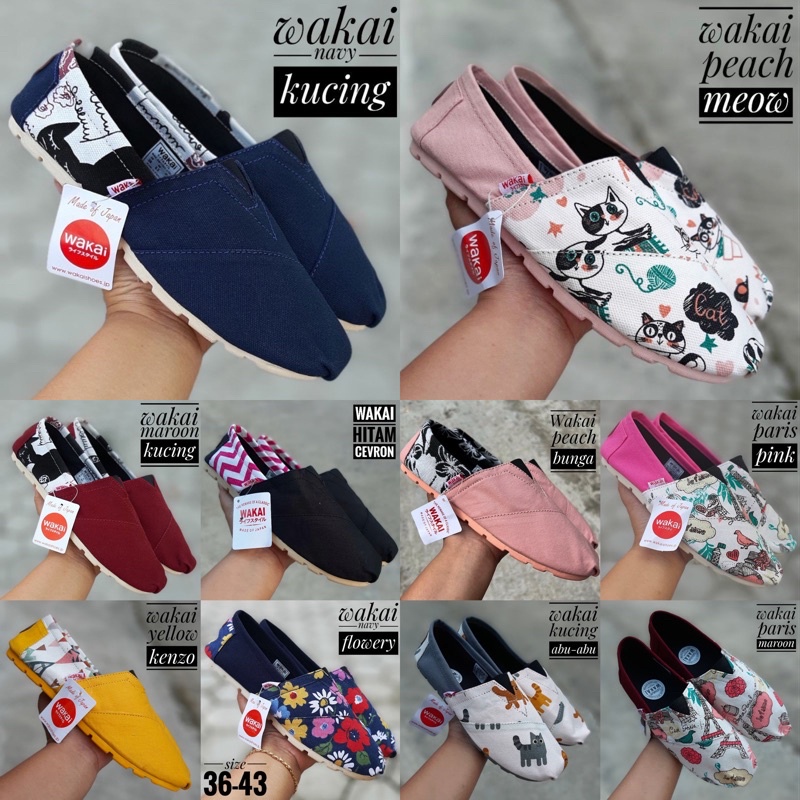 Sepatu WAKAI kasual slip on pria wanita GRADE ORI