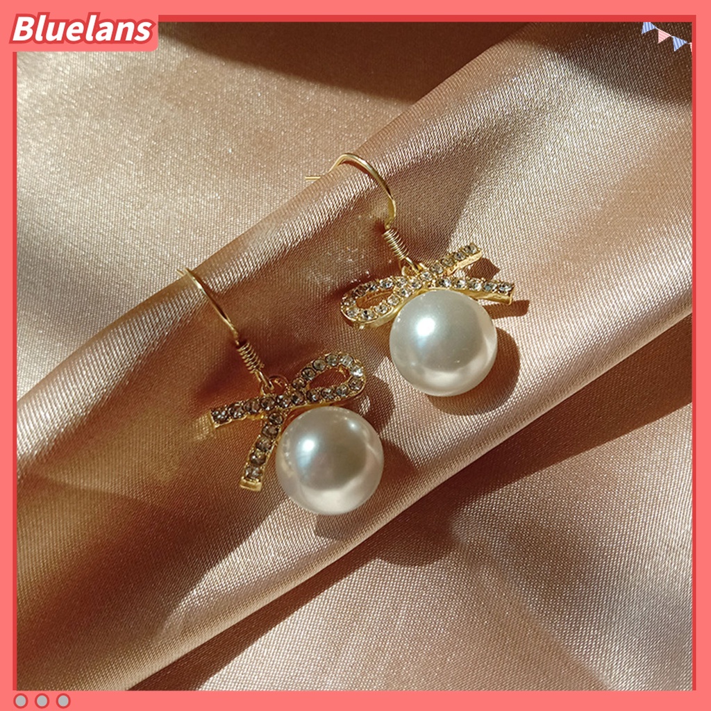 Bluelans Anting Stud Desain Pita Aksen Berlian Imitasi Untuk Wanita