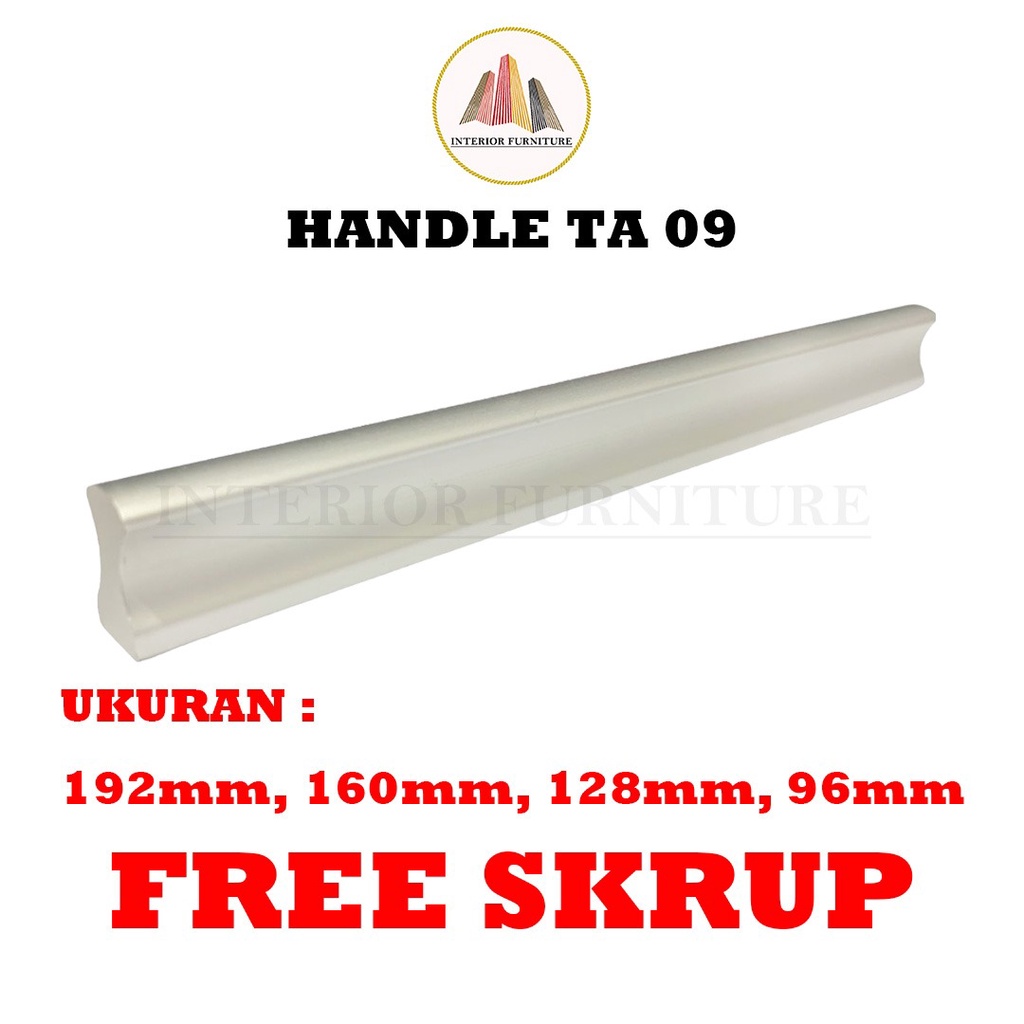 Handle Aluminium Pegangan Tarikan Hendel Laci Lemari Mebel Kitchen Set Huben TA 09 READY (96mm,128mm,160mm) FREE SEKRUP