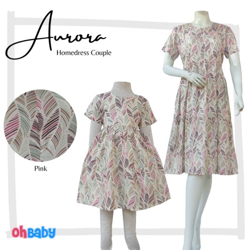 Aurora Pink Daster Couple Ibu Anak Oh Baby