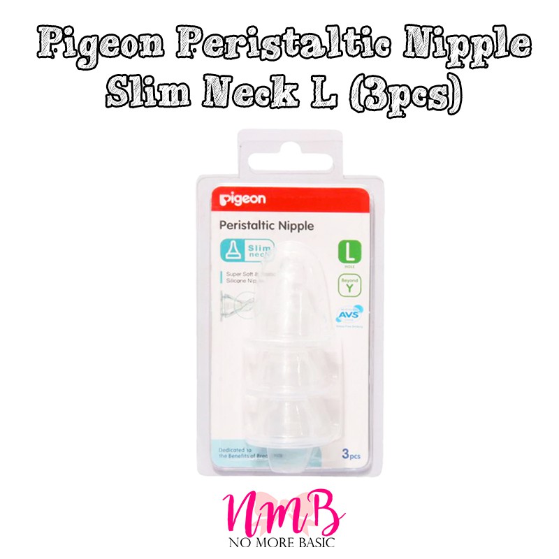 Pigeon Peristaltic Nipple Slim Neck L Hole - 3pcs - Dot Botol Susu Bayi